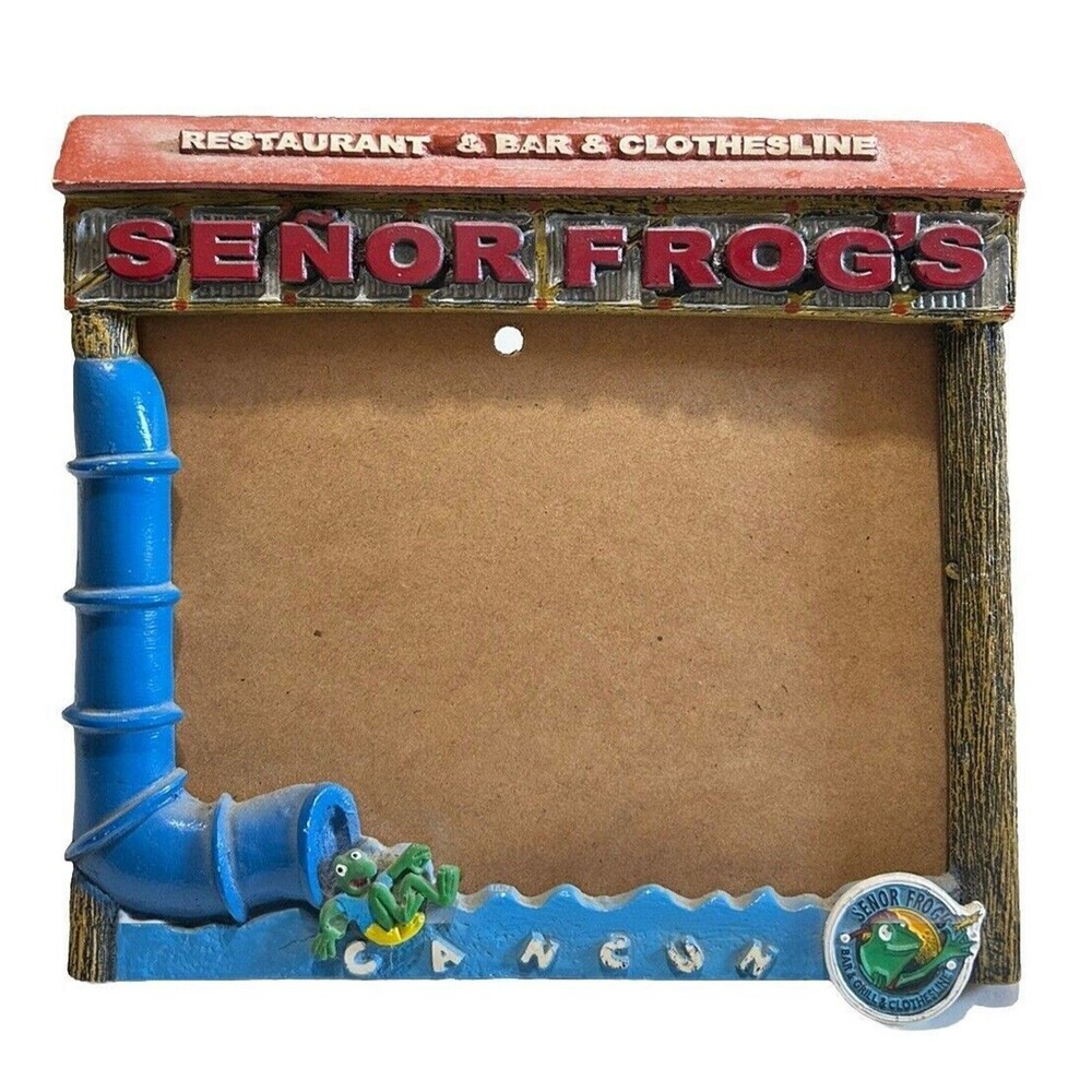 Vintage Senor Frogs Cancun Mexico 10x11 Picture Frame Wall Hanging Photo
